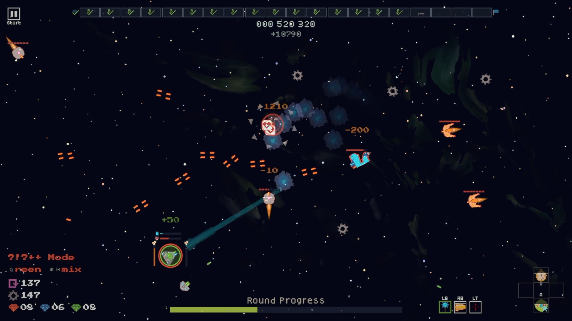 LaserWaves Greek fire stream and gear enemies